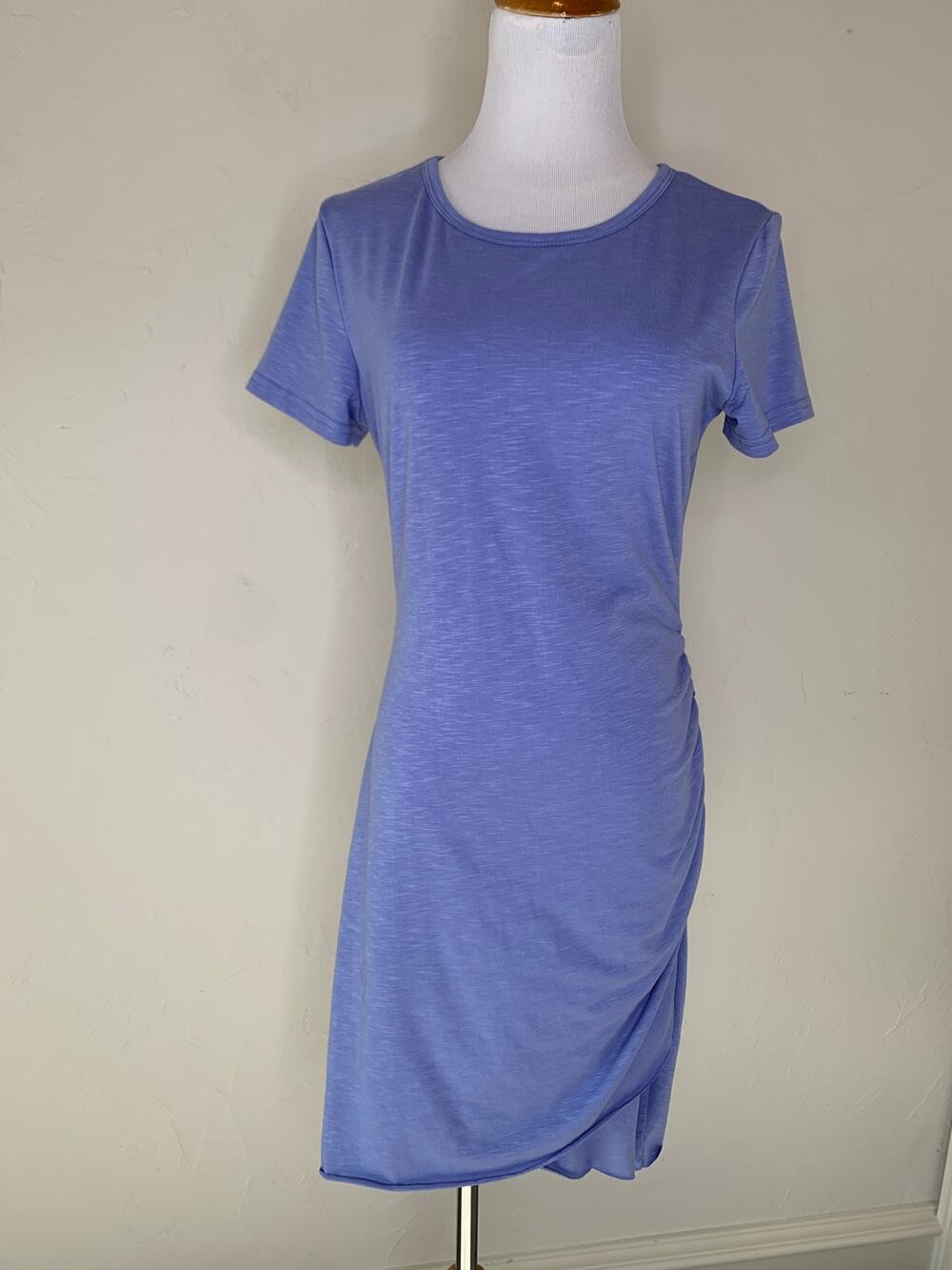 BTFBM  Periwinkle Blue Ruched Dress Sz Small Preppy Coastal Casual
